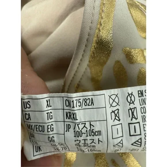 Forever 21 Gold Zebra One Piece Swimsuit Open Middle High Cut Bottom Size XL - Picture 8 of 14